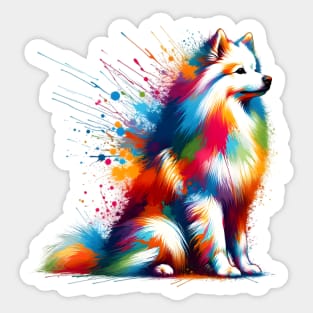 Colorful Abstract American Eskimo Dog in Splash Art Sticker